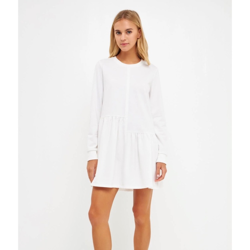 ENGLISH FACTORY Ruffle Hem LongSleeve Knit Dress excellent like new condion XS